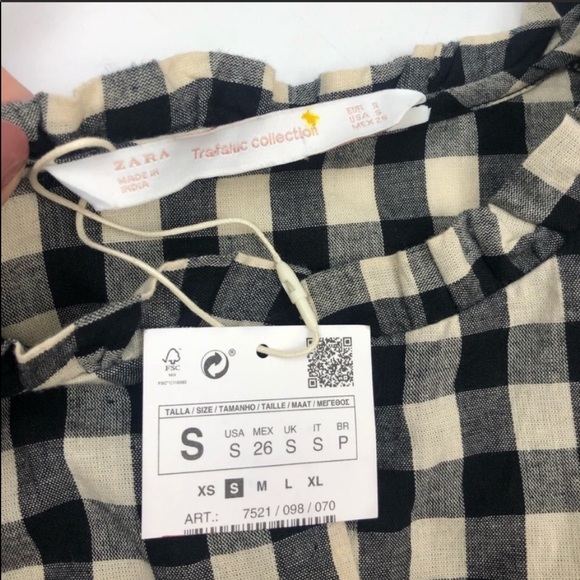 NWT Zara Checked Frilled Top - Picture 7 of 8